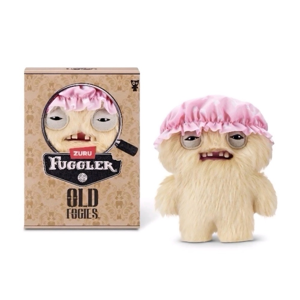 Zuru Fuggler Old Fogies Plush Monster Pink Shower Cap Cream Fur 9 inch